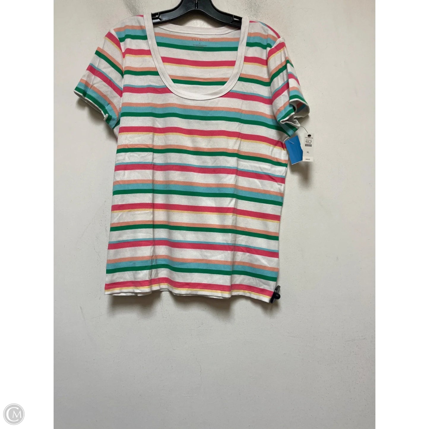 Top Short Sleeve Basic By Talbots In Green & Pink, Size: Xl