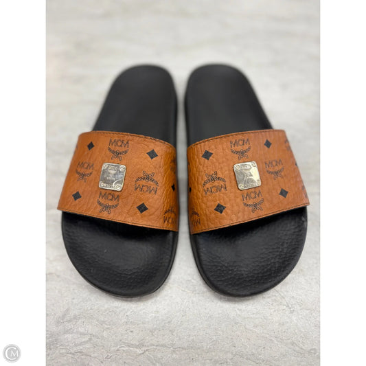 Sandals Luxury Designer By Mcm In Black & Brown, Size: 8
