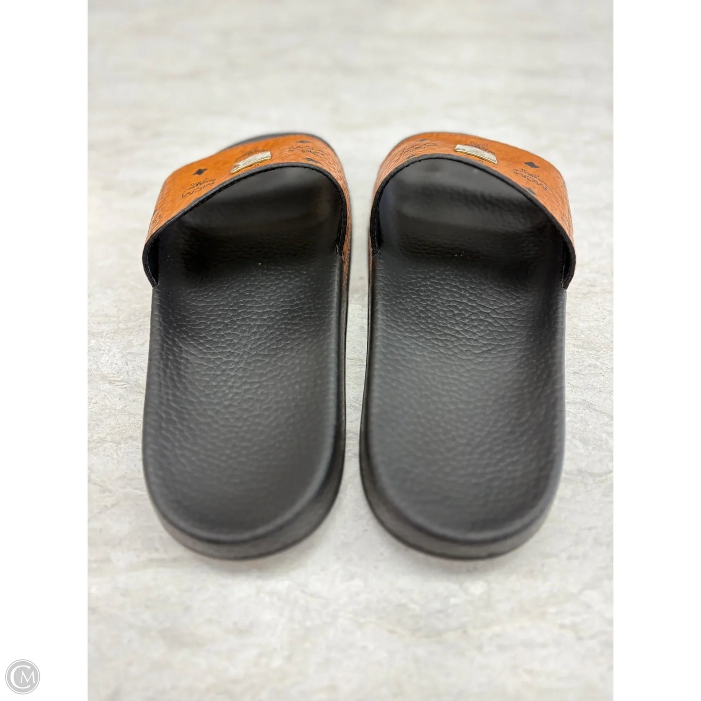 Sandals Luxury Designer By Mcm In Black & Brown, Size: 8