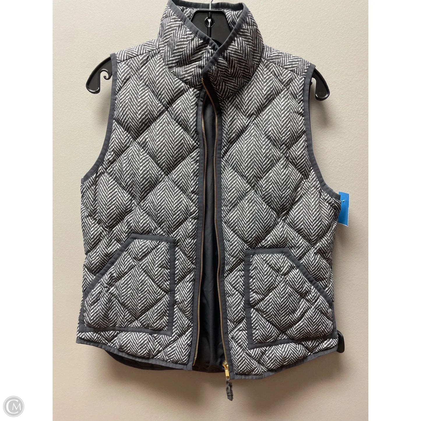 Vest Puffer & Quilted By J. Crew In Grey & Yellow, Size: S