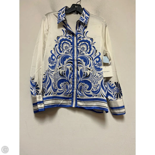 Top Long Sleeve By Ellen Tracy In Blue & White, Size: Xs