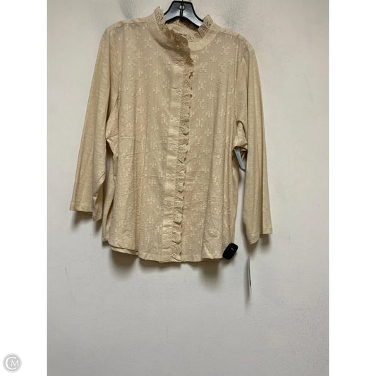 Top Long Sleeve By Democracy In Cream, Size: 1x