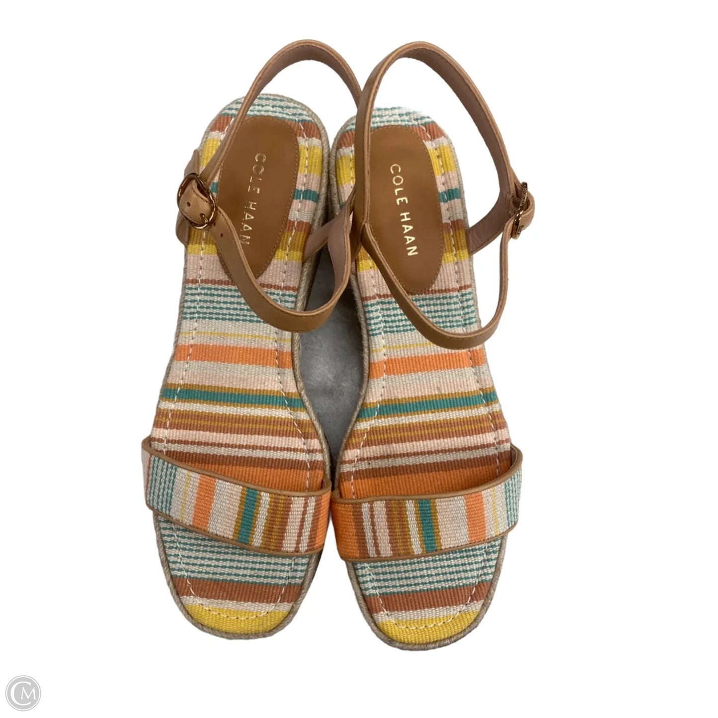 Sandals Heels Wedge By Cole-haan In Striped Pattern, Size: 10