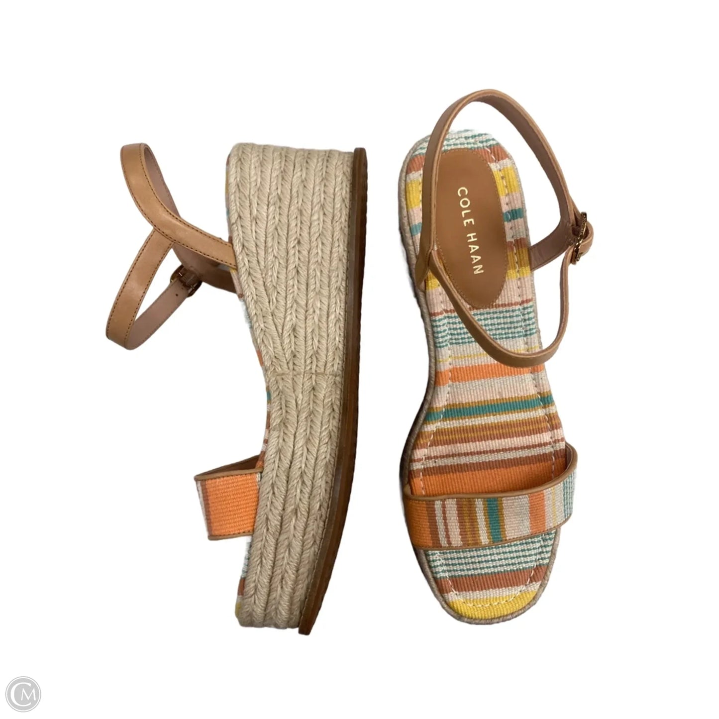 Sandals Heels Wedge By Cole-haan In Striped Pattern, Size: 10