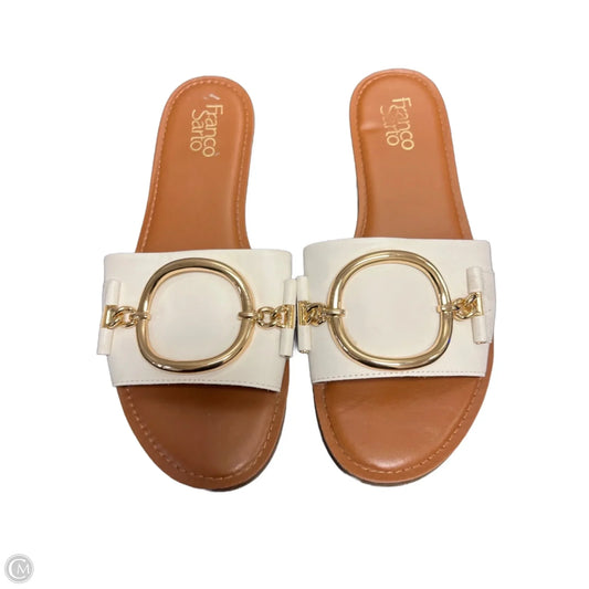 Sandals Flats By Franco Sarto In Gold & White, Size: 9.5