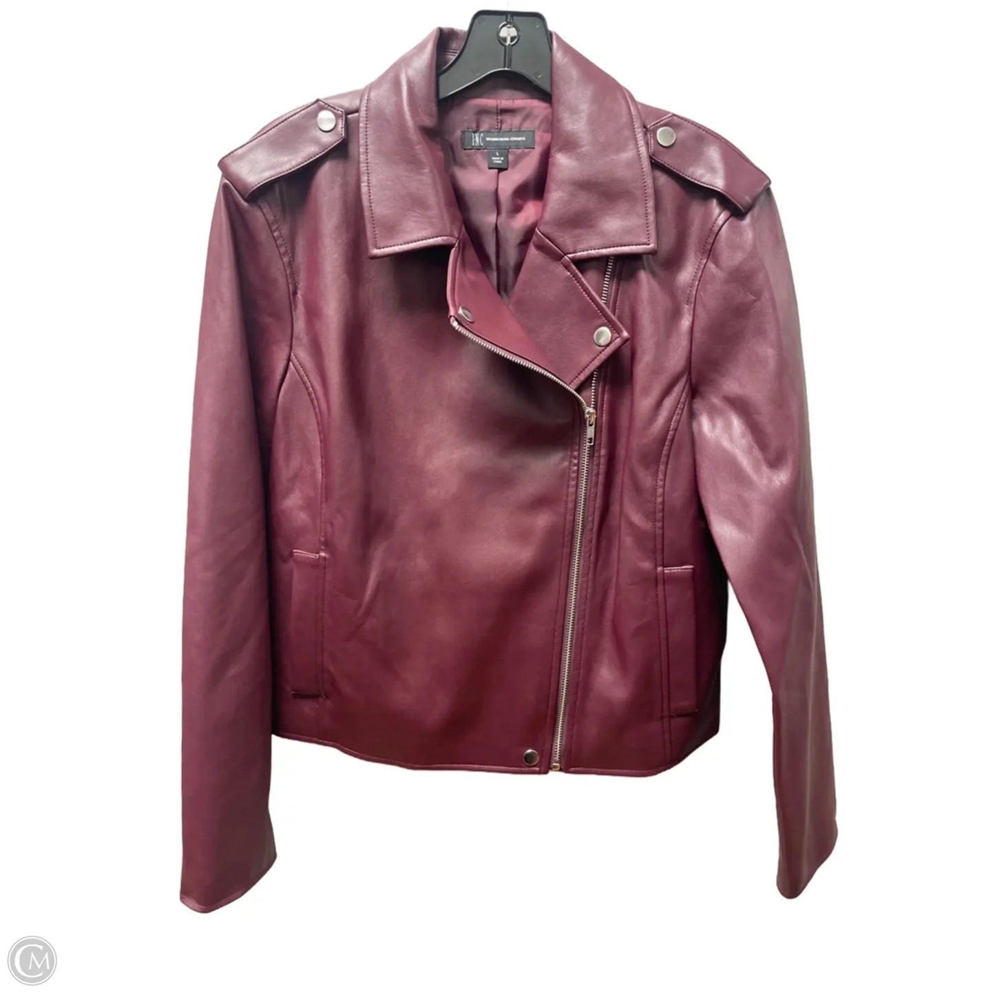 Jacket Moto By Inc In Maroon, Size: L
