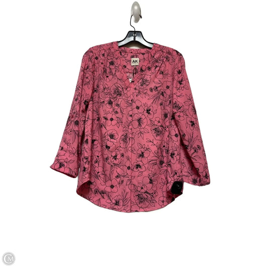 Top Long Sleeve By Anne Klein In Black & Pink, Size: Sp
