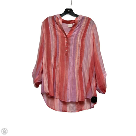 Top Long Sleeve By Zac And Rachel In Pink & Purple, Size: L