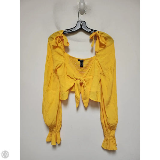 Top Long Sleeve By Forever 21 In Yellow, Size: M