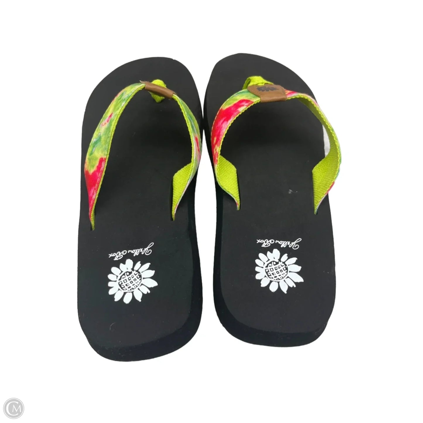 Sandals Flip Flops By Yellow Box In Green & Pink, Size: 8.5