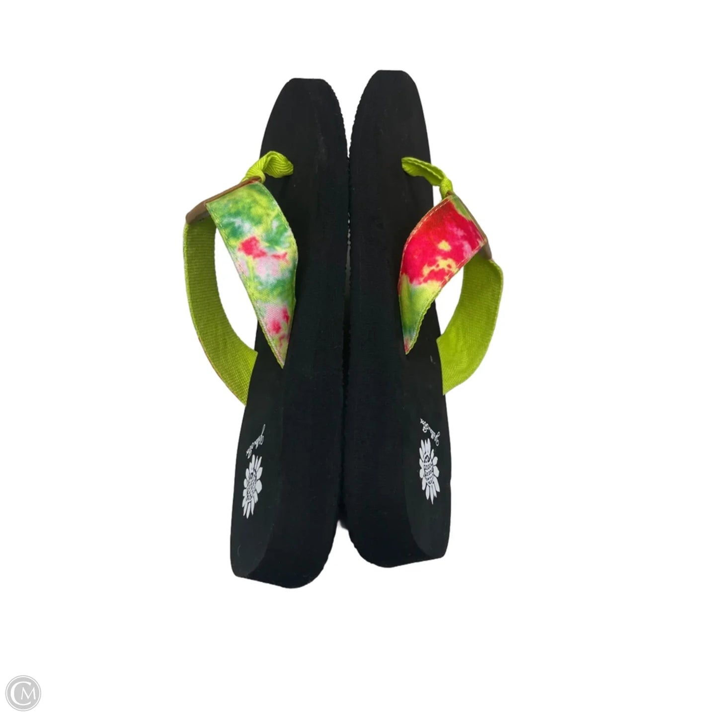 Sandals Flip Flops By Yellow Box In Green & Pink, Size: 8.5