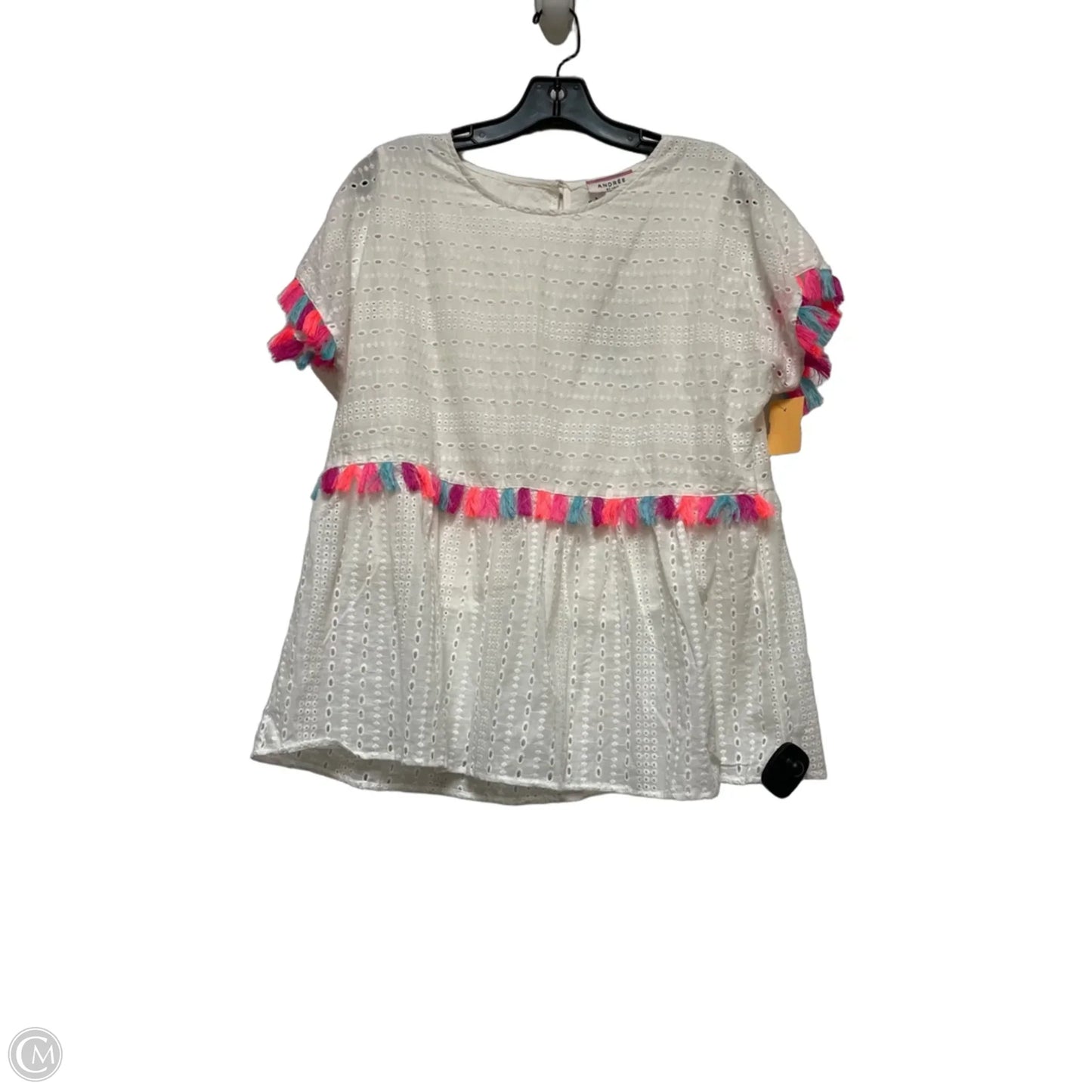 Top Short Sleeve By Clothes Mentor In Cream & Pink, Size: M