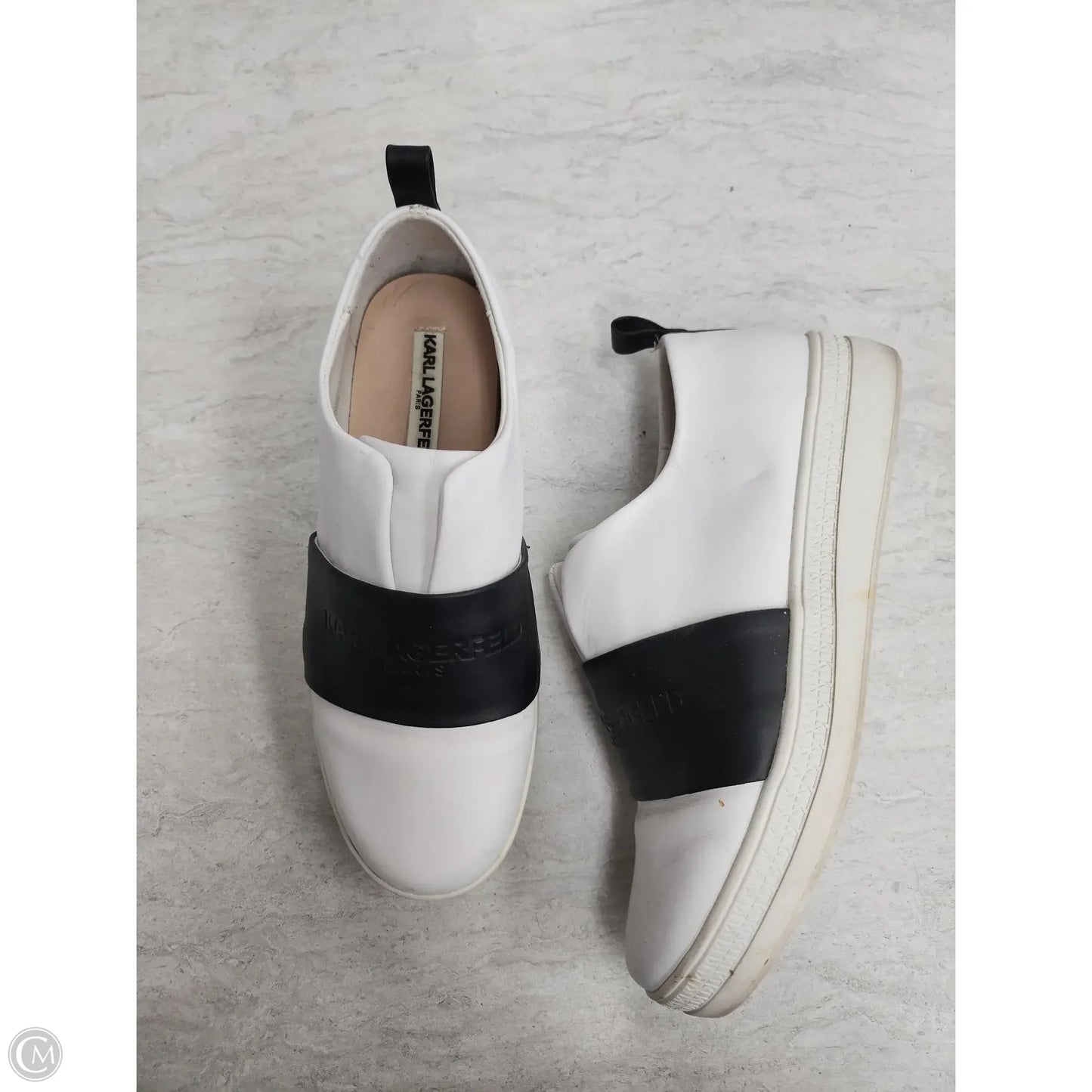 Shoes Designer By Karl Lagerfeld In White, Size: 7.5