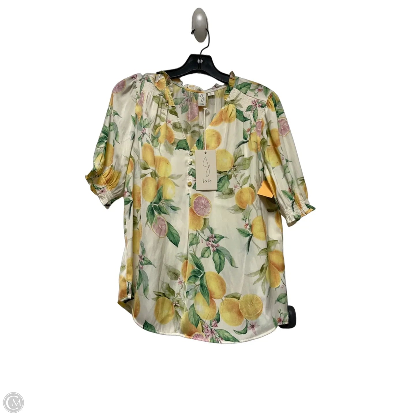 Top Short Sleeve By Joie In Cream & Yellow, Size: S