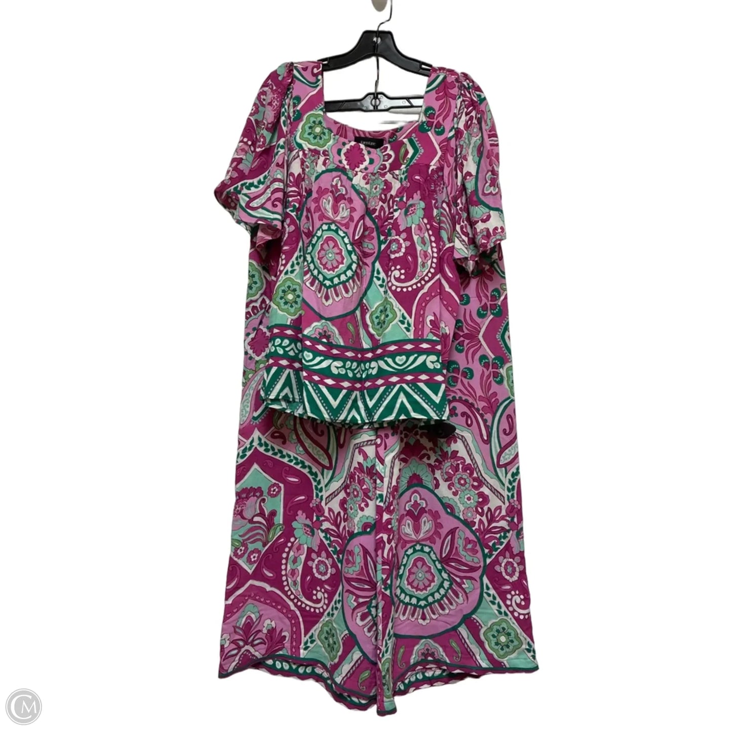 Pants Set 2pc By Karen Kane In Green & Purple, Size: 12