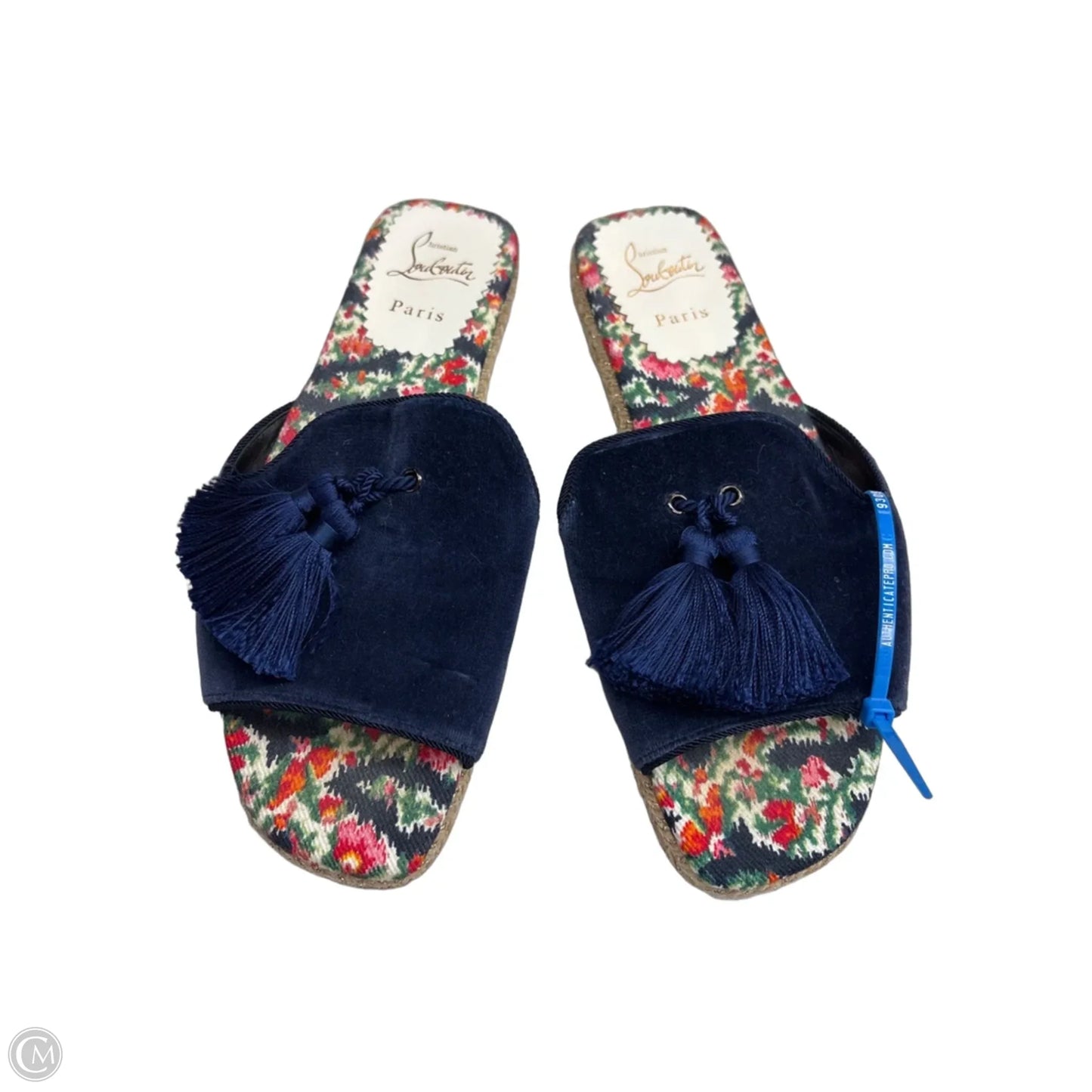 Sandals Luxury Designer By Christian Louboutin In Navy, Size: 9