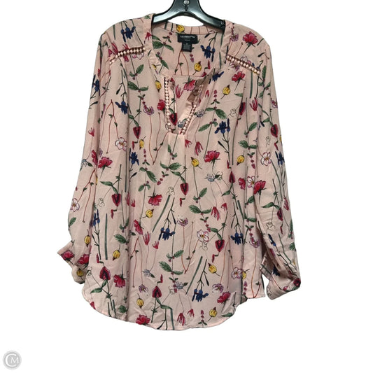 Top Long Sleeve By Liz Claiborne In Floral Print, Size: Xl