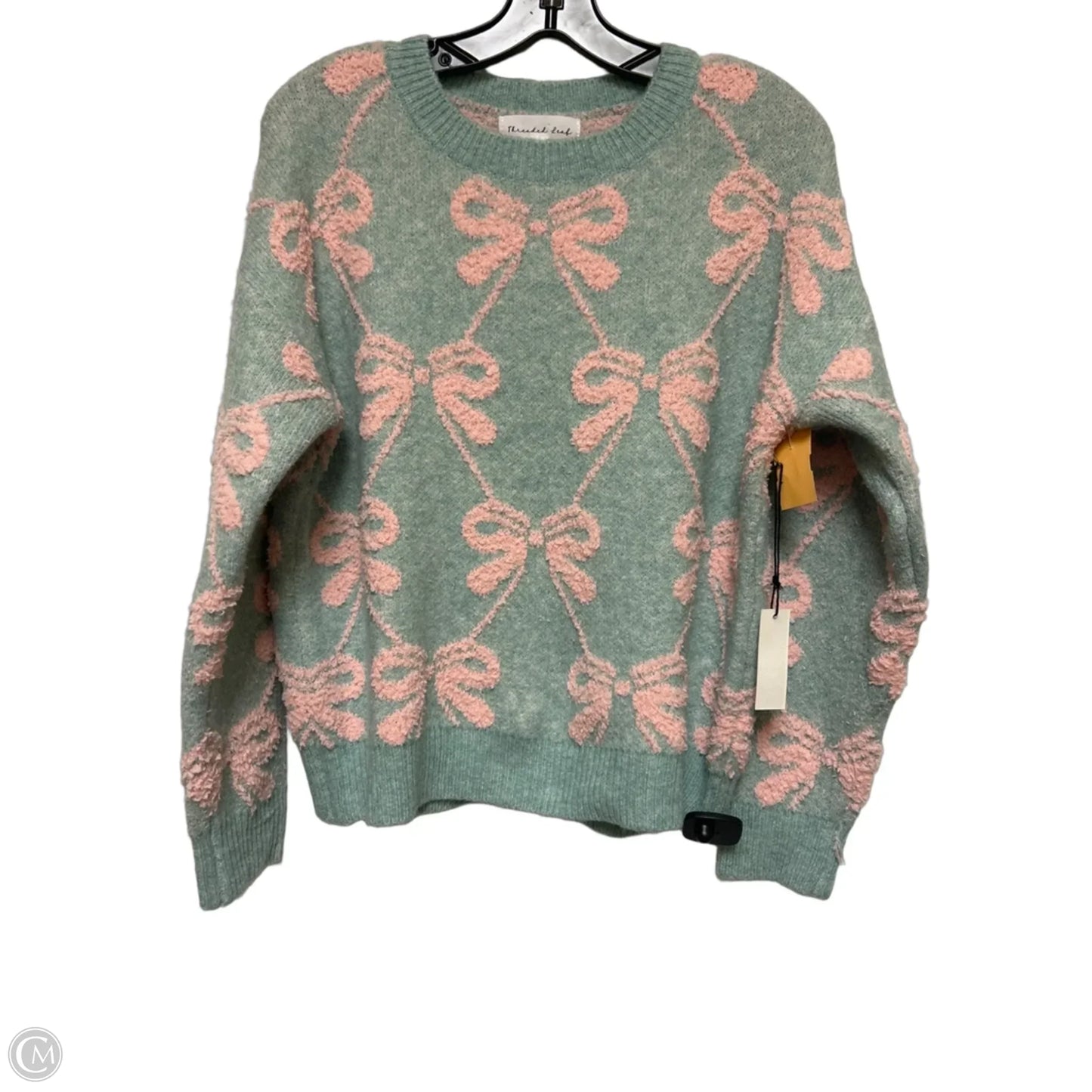 Sweater By Clothes Mentor In Green & Pink, Size: M