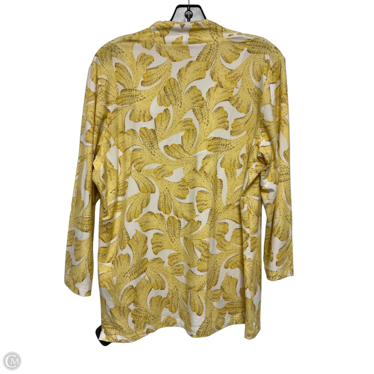 Top Long Sleeve By Chicos In White & Yellow, Size: L