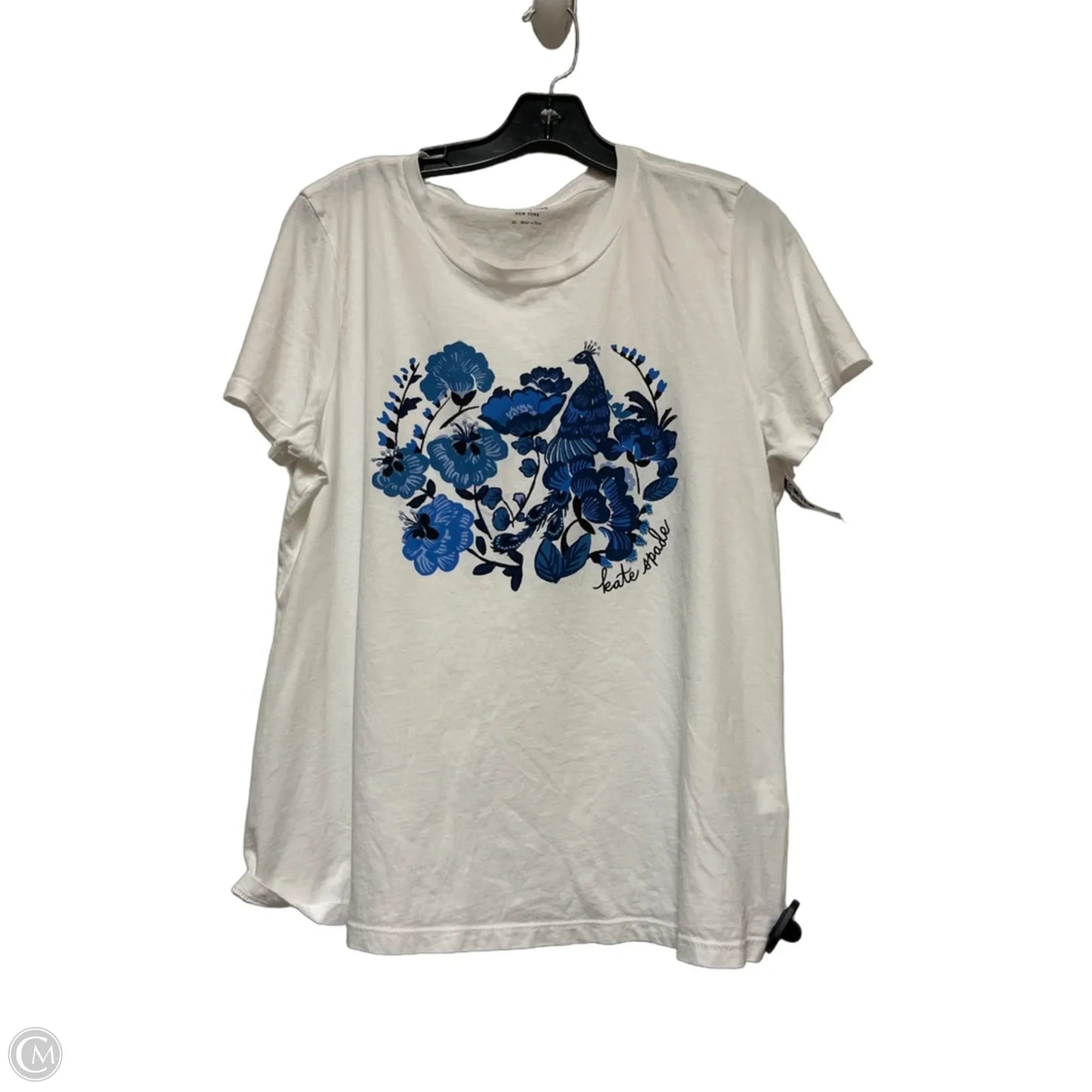 Top Short Sleeve Designer By Kate Spade In Blue & White, Size: Xl