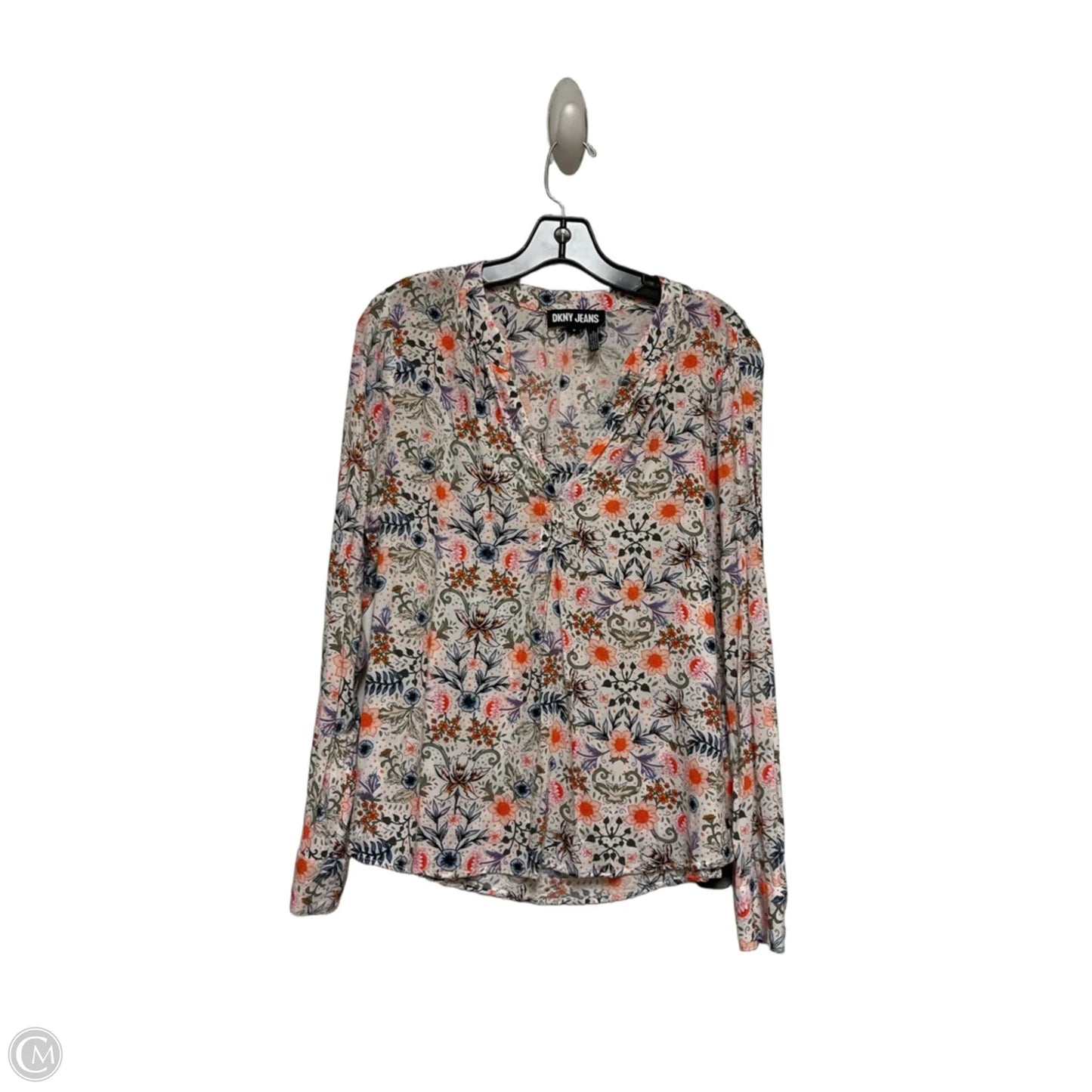 Top Long Sleeve By Dkny In Floral Print, Size: M