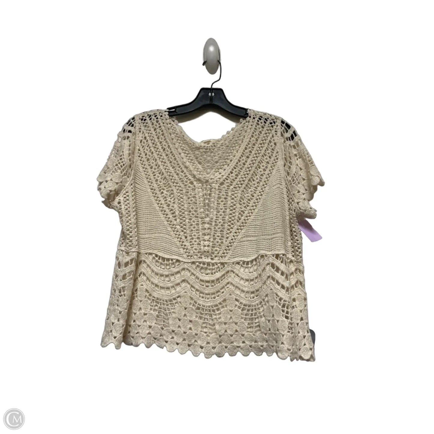 Top Short Sleeve By Ultra Pink In Cream, Size: L