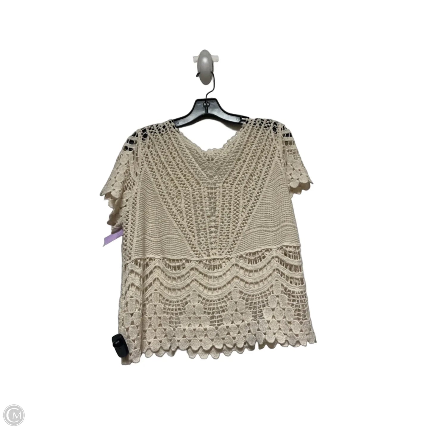 Top Short Sleeve By Ultra Pink In Cream, Size: L