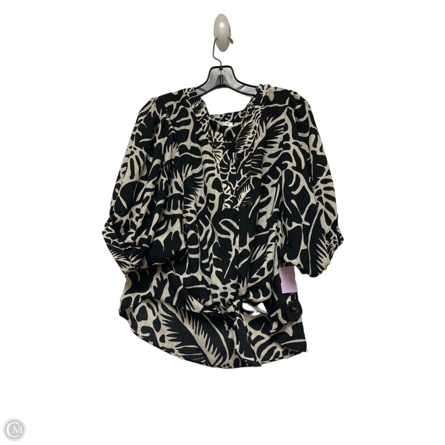 Top Short Sleeve By Rose And Olive In Black & Cream, Size: Xl