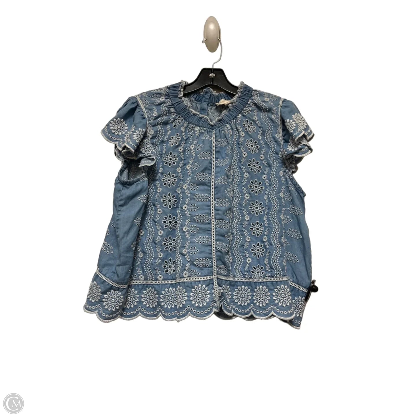 Top Short Sleeve By Clothes Mentor In Blue & White, Size: Xl