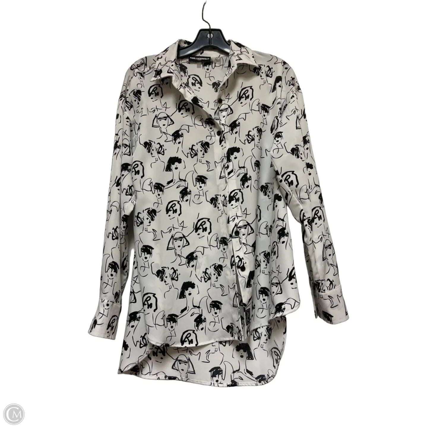 Top Long Sleeve Designer By Karl Lagerfeld In Black & White, Size: S