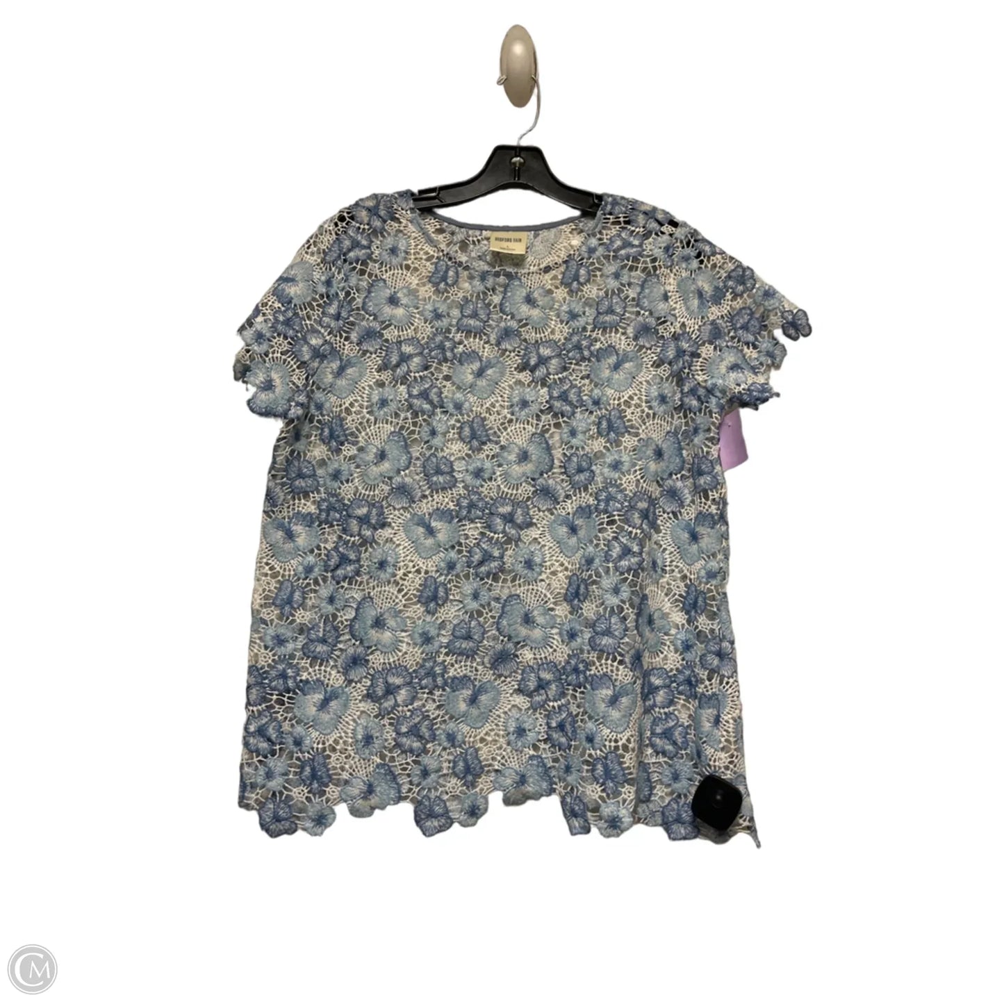Top Short Sleeve By Clothes Mentor In Blue & White, Size: L