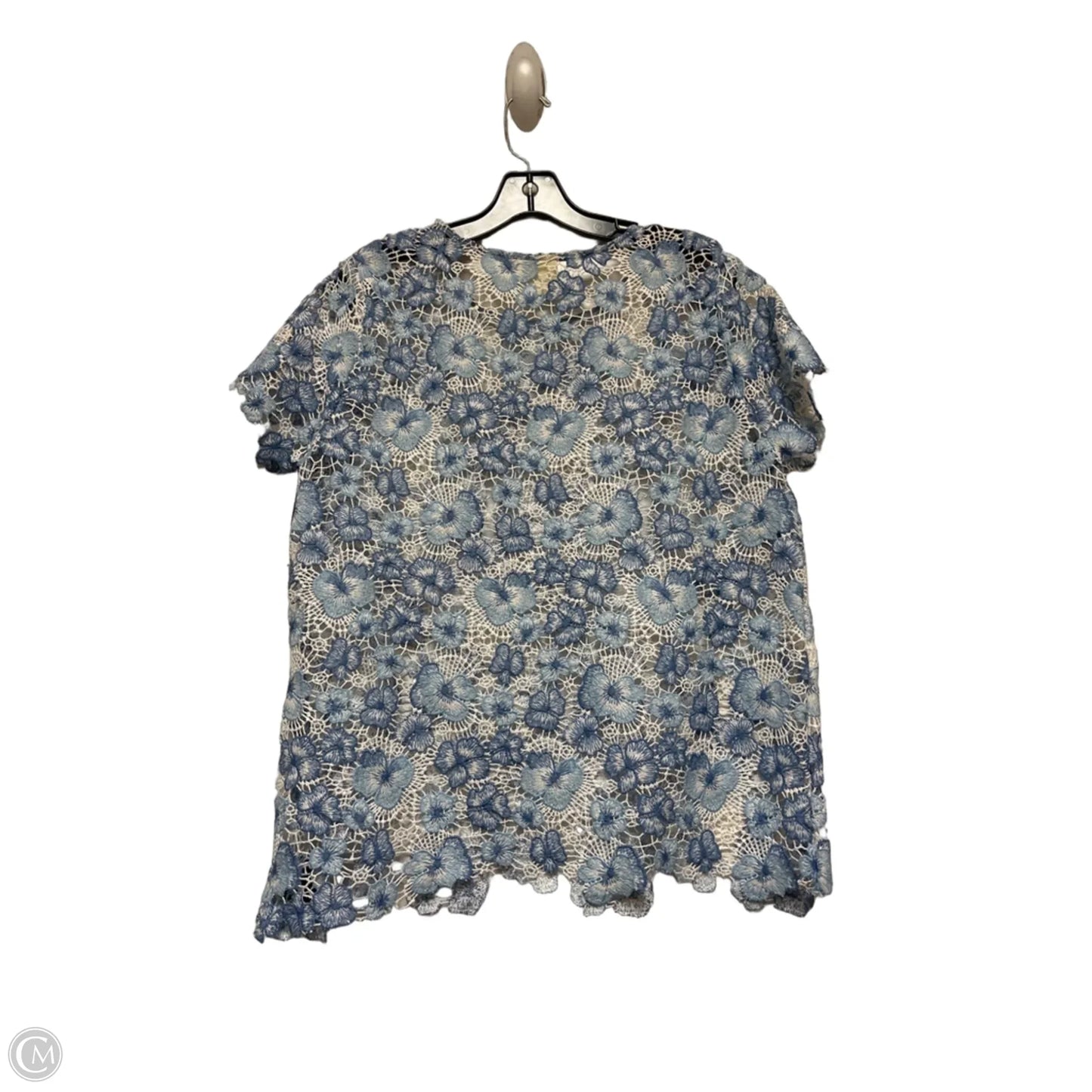 Top Short Sleeve By Clothes Mentor In Blue & White, Size: L