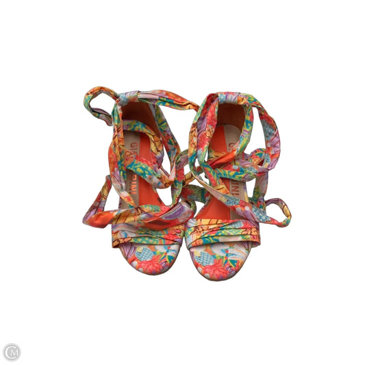 Sandals Heels Block By Gianni Bini In Tropical Print, Size: 6