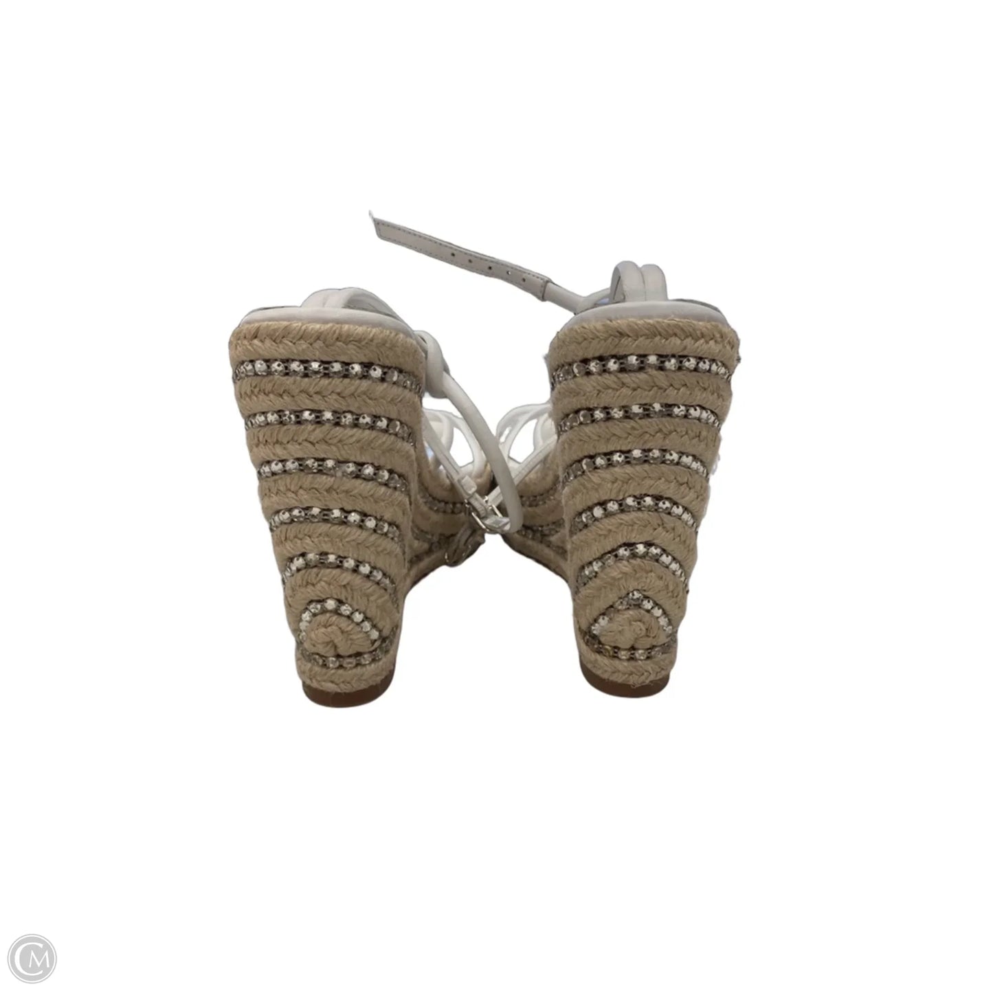 Sandals Heels Wedge By Clothes Mentor In Tan & White, Size: 8