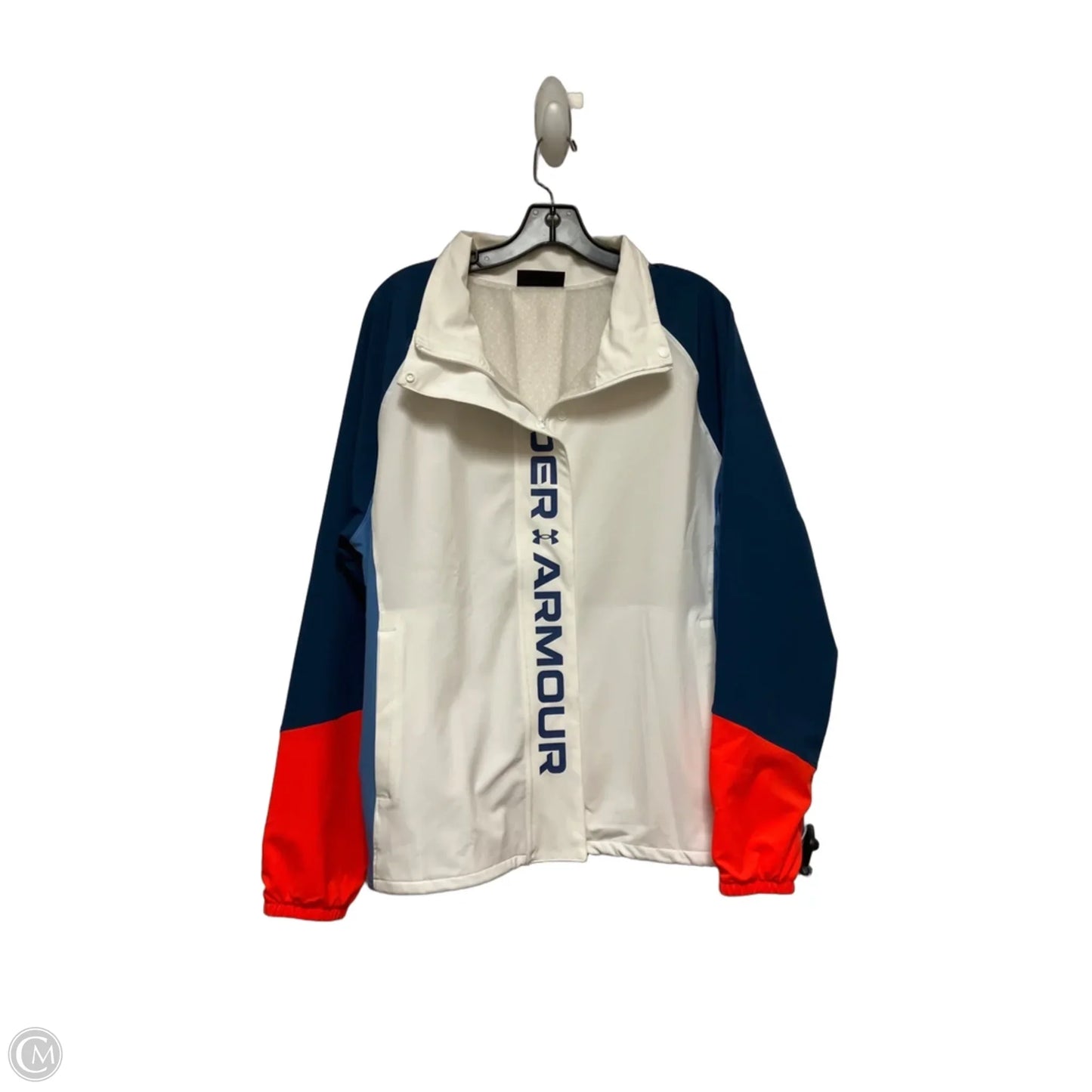 Jacket Windbreaker By Under Armour In Blue & White, Size: Xl