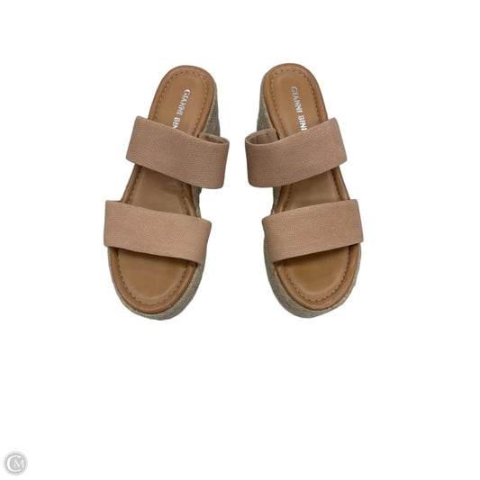 Sandals Heels Wedge By Gianni Bini In Tan, Size: 7