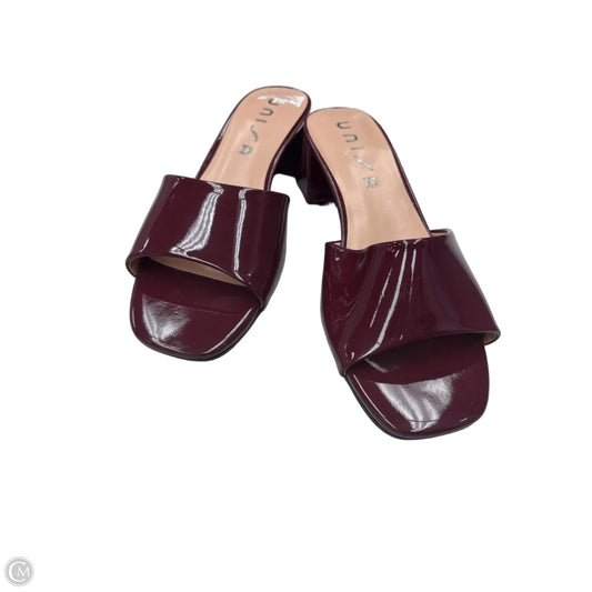 Sandals Heels Block By Unisa In Maroon, Size: 8.5