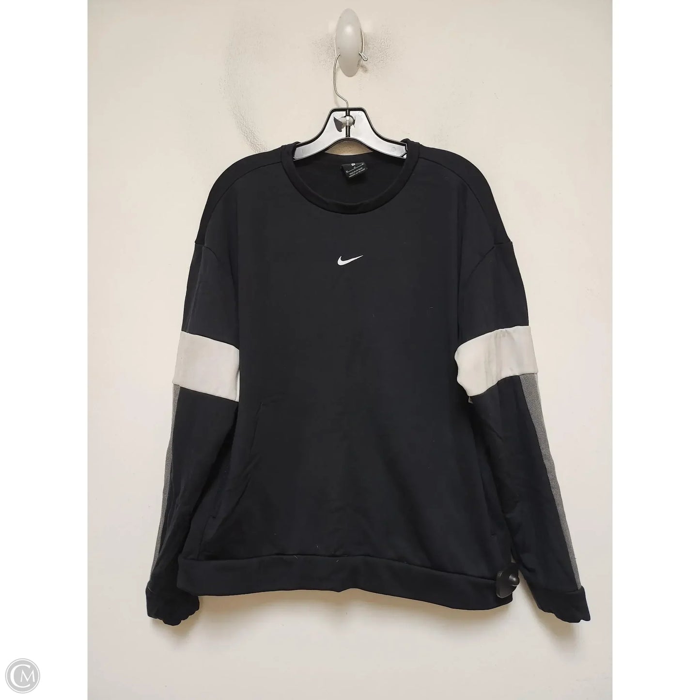 Sweatshirt Crewneck By Nike In Black & Grey, Size: M