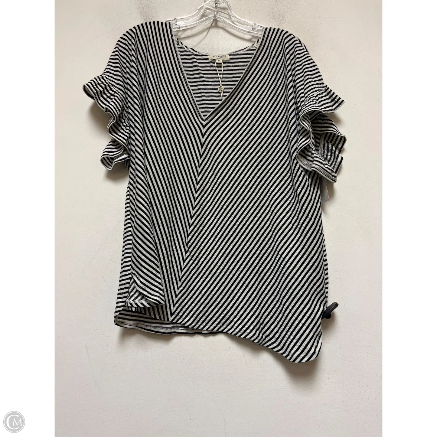 Top Short Sleeve By Max Studio In Striped Pattern, Size: 2x