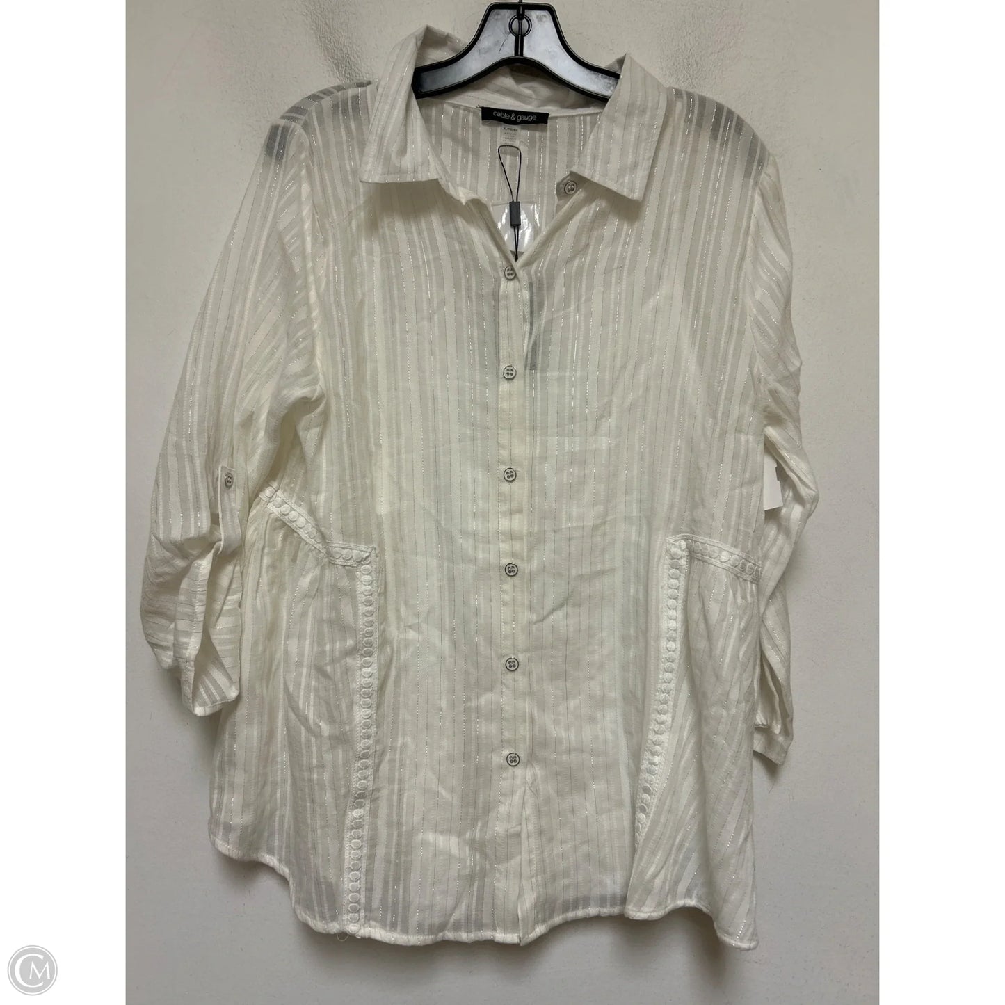 Top Long Sleeve By Cable And Gauge In White, Size: Xl