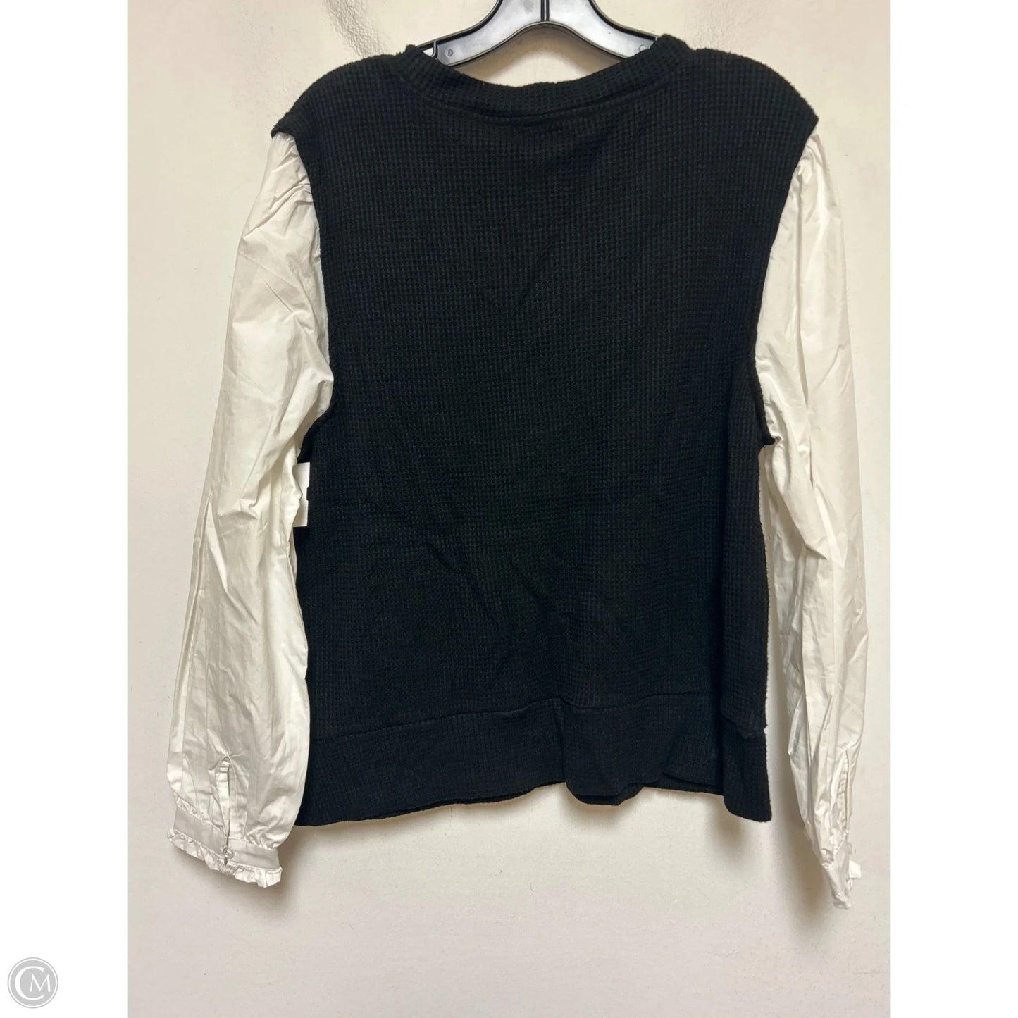 Top Long Sleeve By Design History In Black & White, Size: L