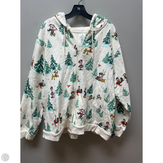 Sweatshirt Hoodie By Disney Store In Cream & Green, Size: 3x