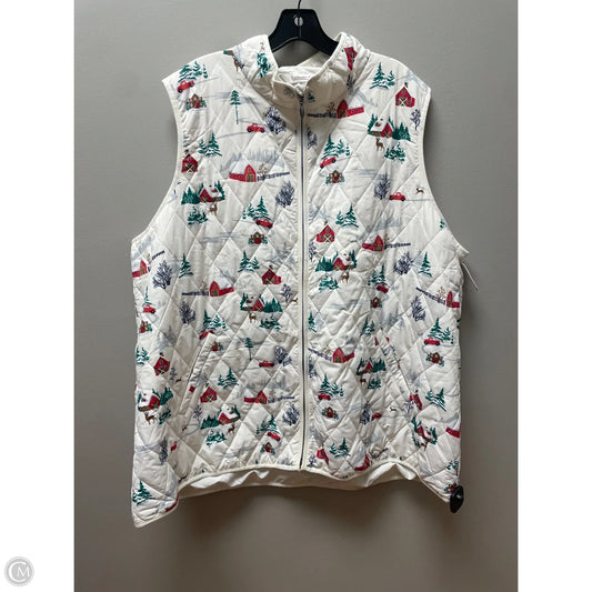 Vest Puffer & Quilted By Coldwater Creek In Green & Red, Size: 3x