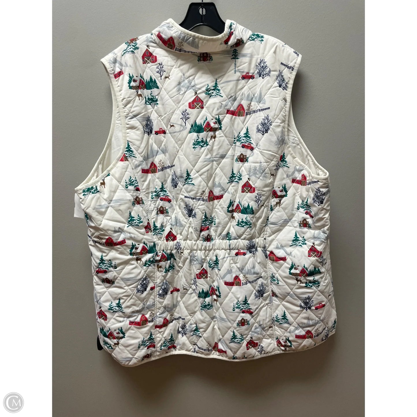 Vest Puffer & Quilted By Coldwater Creek In Green & Red, Size: 3x