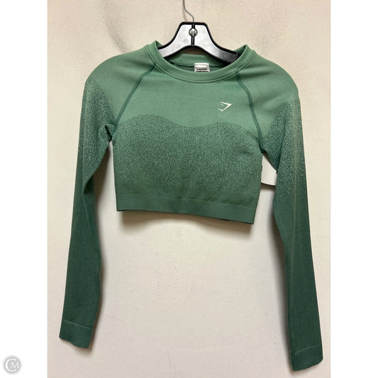Athletic Top Long Sleeve Crewneck By Gym Shark In Green, Size: S