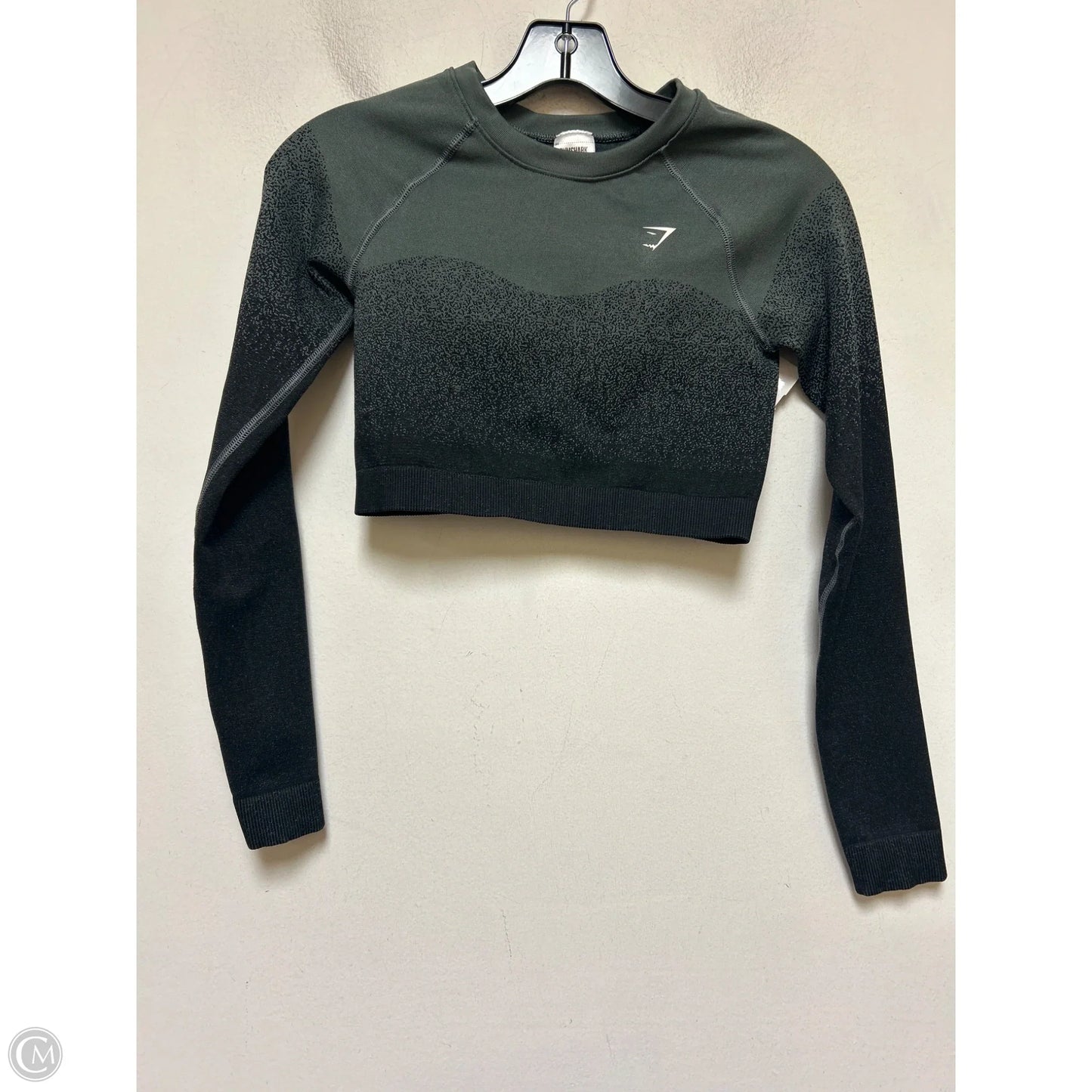 Athletic Top Long Sleeve Crewneck By Gym Shark In Black & Grey, Size: S