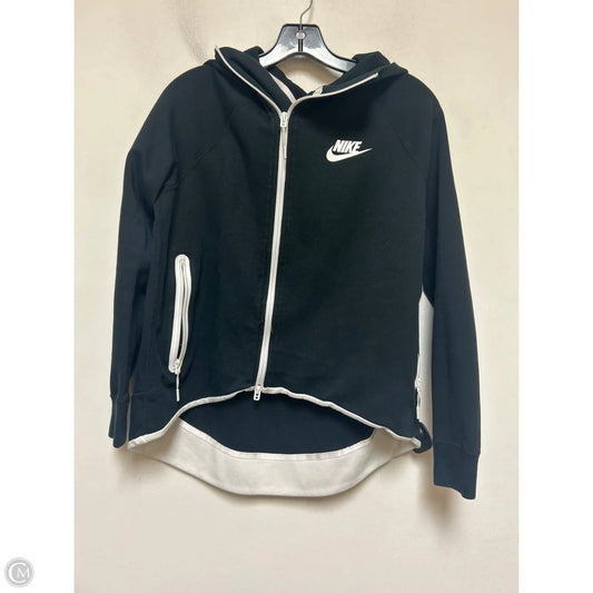 Athletic Jacket By Nike In Black & White, Size: M