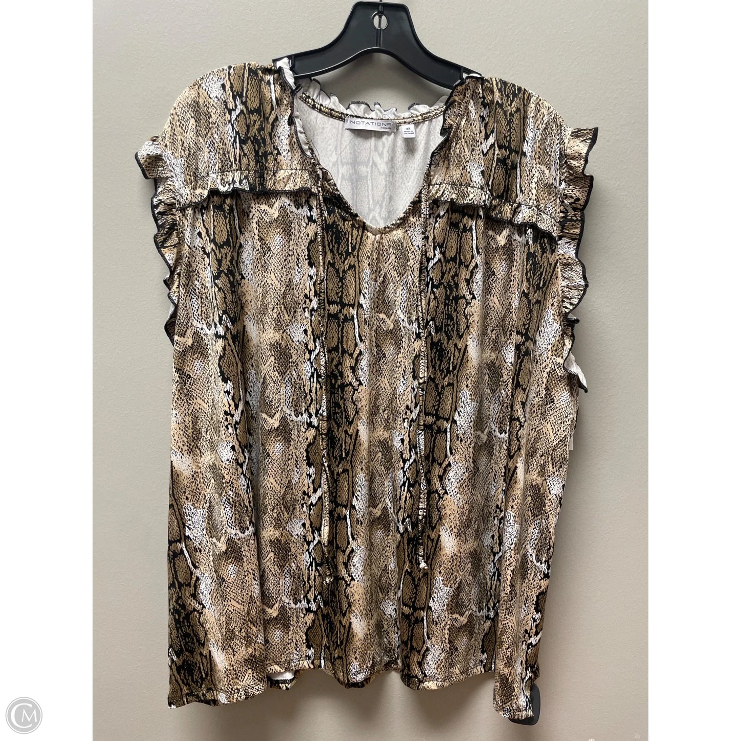 Top Short Sleeve By Notations In Snakeskin Print, Size: 3x