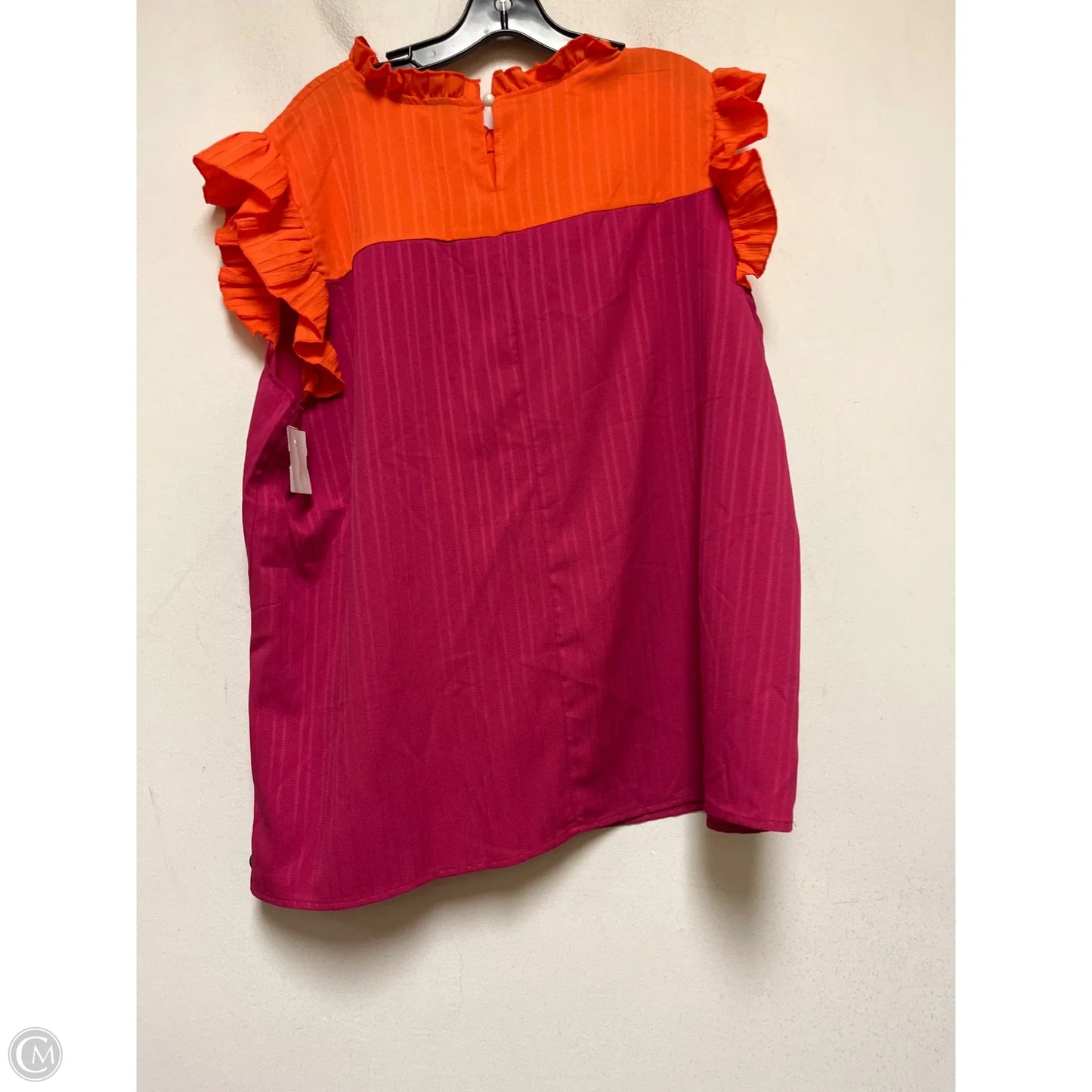 Top Short Sleeve By Clothes Mentor In Orange & Pink, Size: 3x