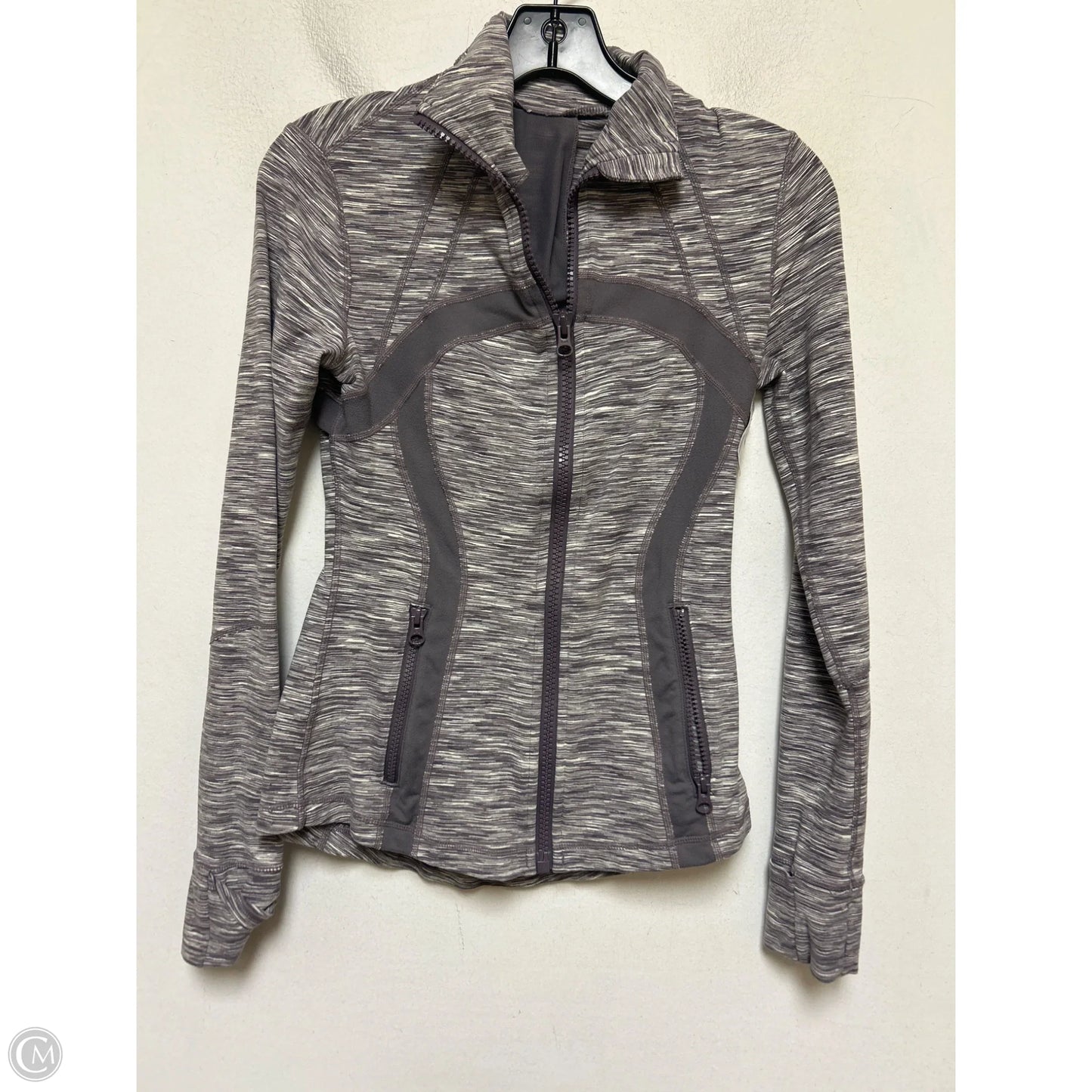 Athletic Jacket By Lululemon In Grey & Purple, Size: S